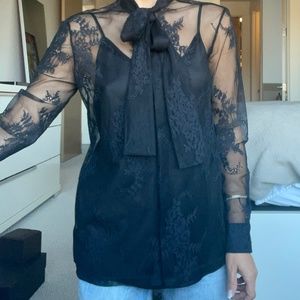 Maje 2 piece black lace blouse